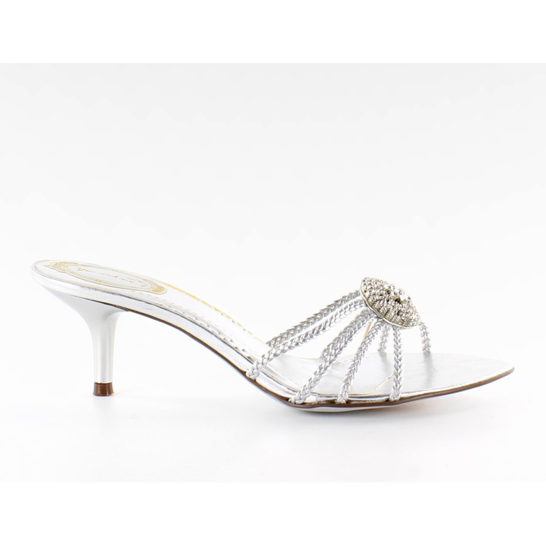 Pantoufles élégantes 39225-1 argent gris