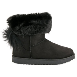 Bottes de neige noires avec fourrure le noir