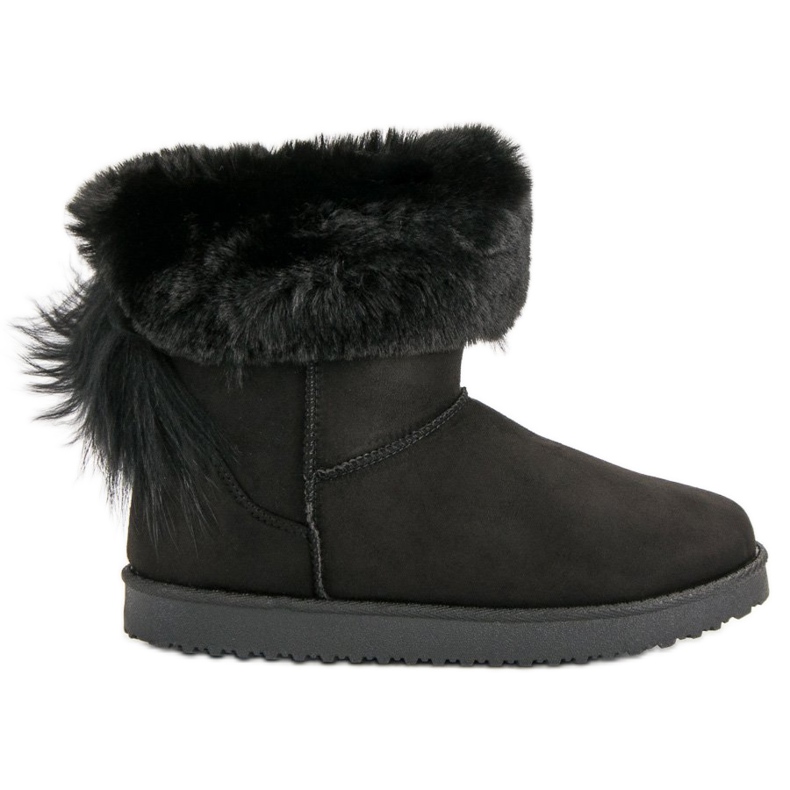 Bottes de neige noires avec fourrure le noir