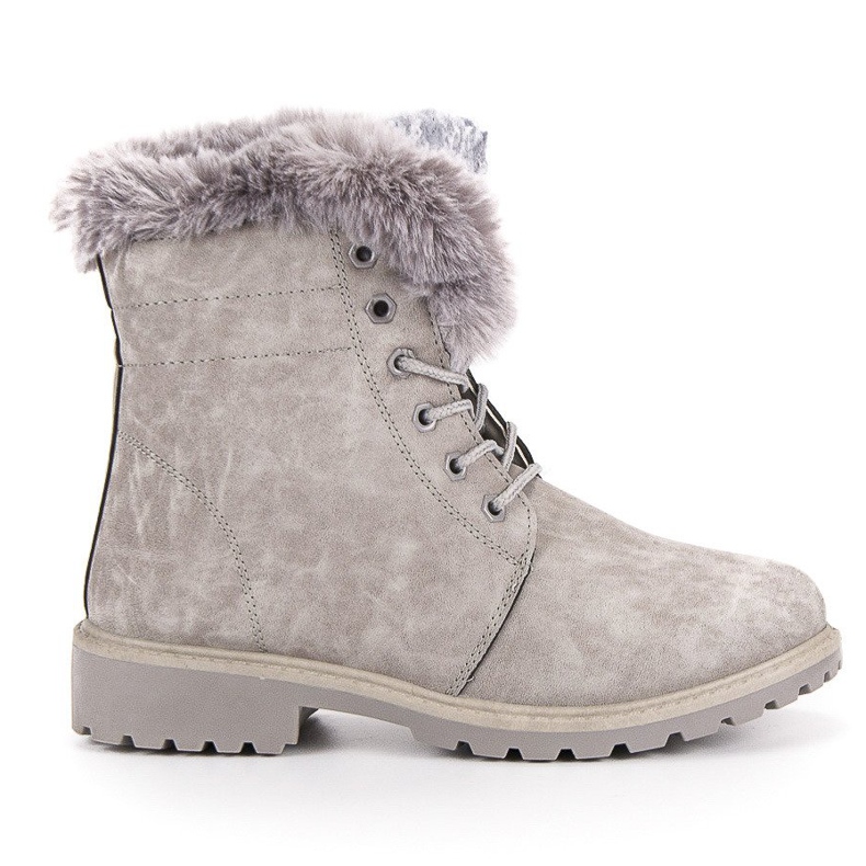 Trappeurs gris clair avec fourrure