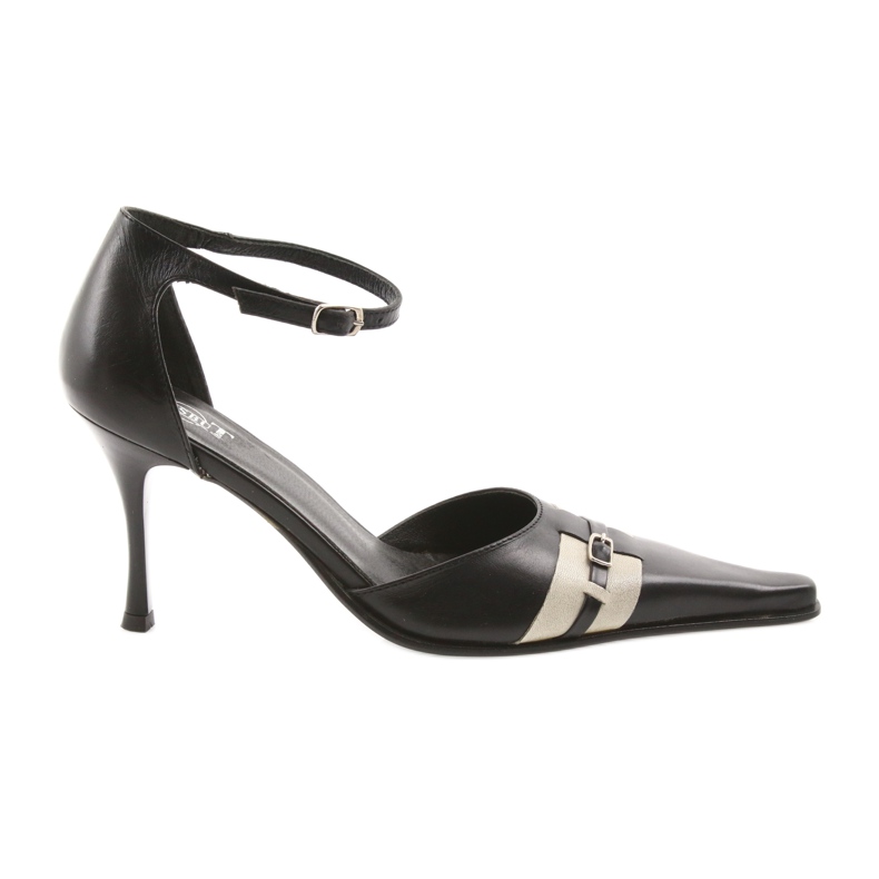 Eksbut Sandales en cuir noir 076 sur une épingle le noir
