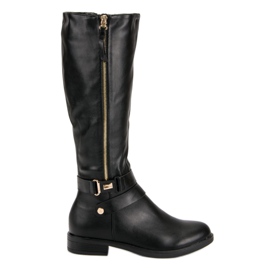 Super Me Bottes noires avec une fermeture éclair le noir