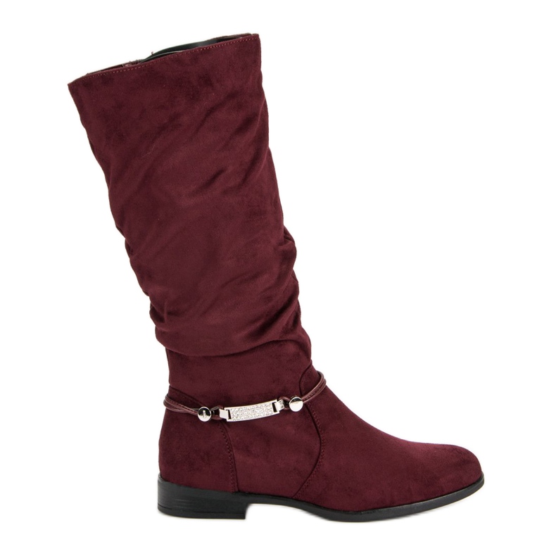 SDS Bottes hauteur genou bordeaux rouge