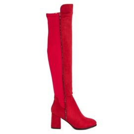 Super Me Bottines en daim rouge