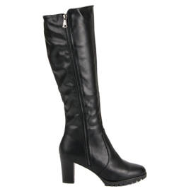 Super Me Bottes noires avec une fermeture éclair le noir