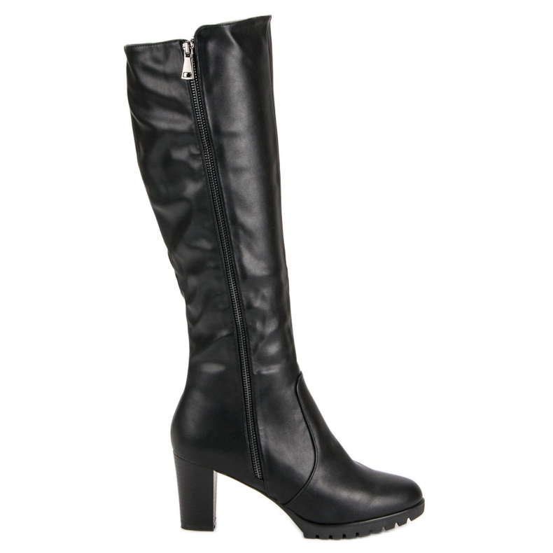 Super Me Bottes noires avec une fermeture éclair le noir