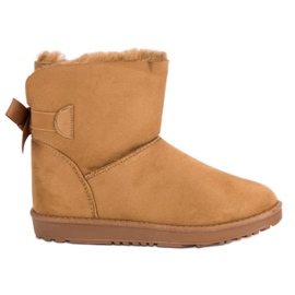 Bottes de neige camel avec un nœud brun
