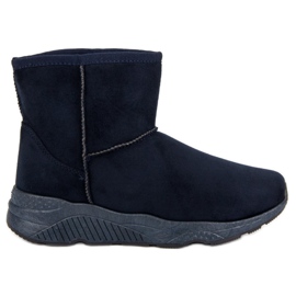 Bottes de neige sur la plate-forme bleu bleu marine