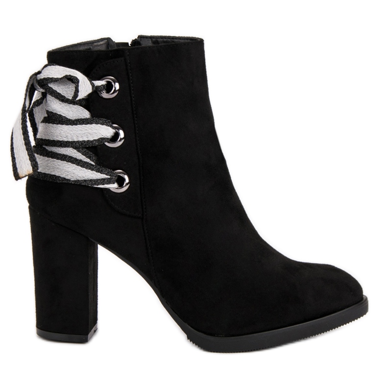 Ideal Shoes Bottes à la mode sur le poste le noir Ideal Shoes Bottes à la mode sur le poste le noir