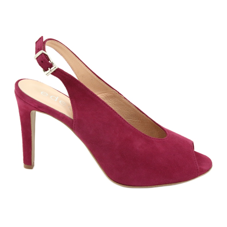 Edeo Sandales en cuir pour femmes sur le talon bordeaux rouge