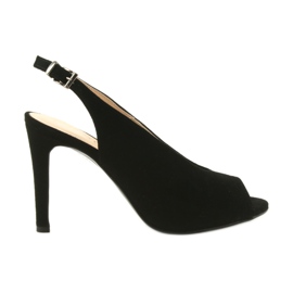 Edeo Sandales en daim sur un talon haut noir