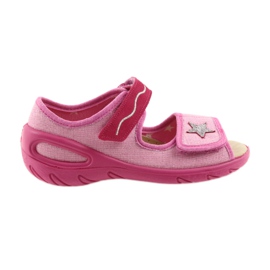 Befado chaussures pour enfants sandales un insert en cuir 433X032 rose gris Befado chaussures pour enfants sandales un insert en cuir 433X032 rose gris