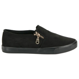 Sport Slipons en daim avec une fermeture éclair noir