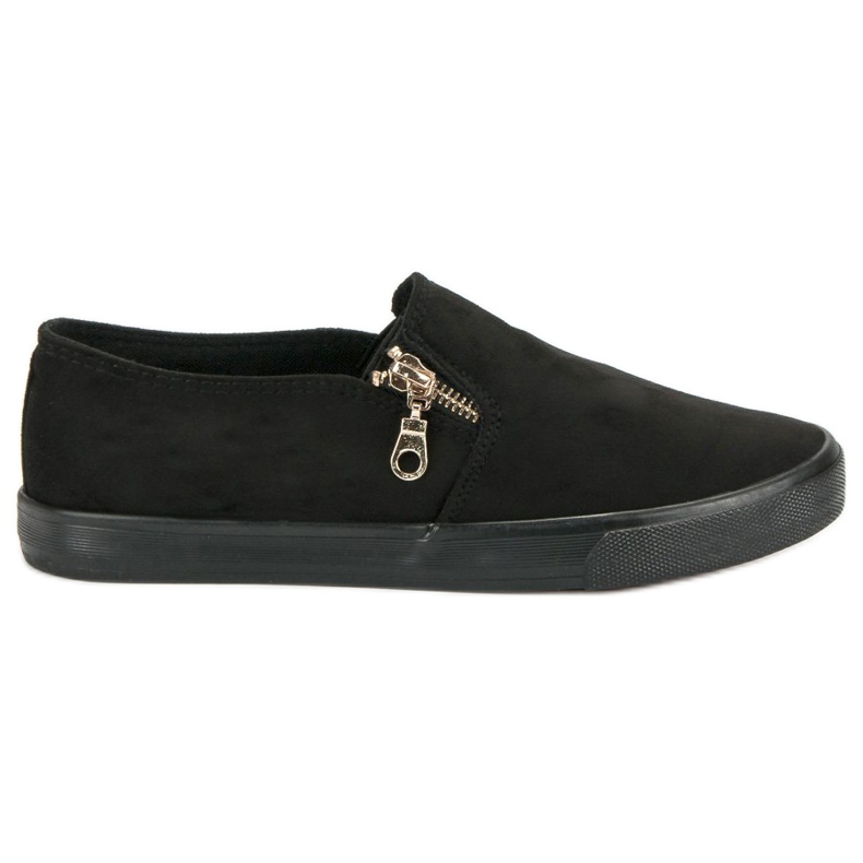 Sport Slipons en daim avec une fermeture éclair le noir