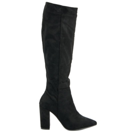 Super Mode Bottes en daim élégantes le noir