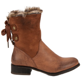 SDS Bottines Camel Avec Un Noeud brun