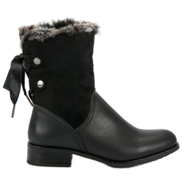 SDS Bottines Noires Avec Un Noeud le noir