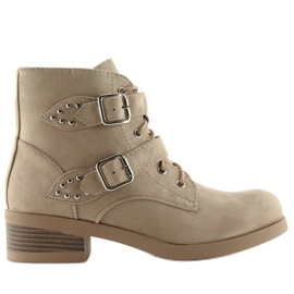 Bottines à lacets avec nœuds beige C-7101 Beige