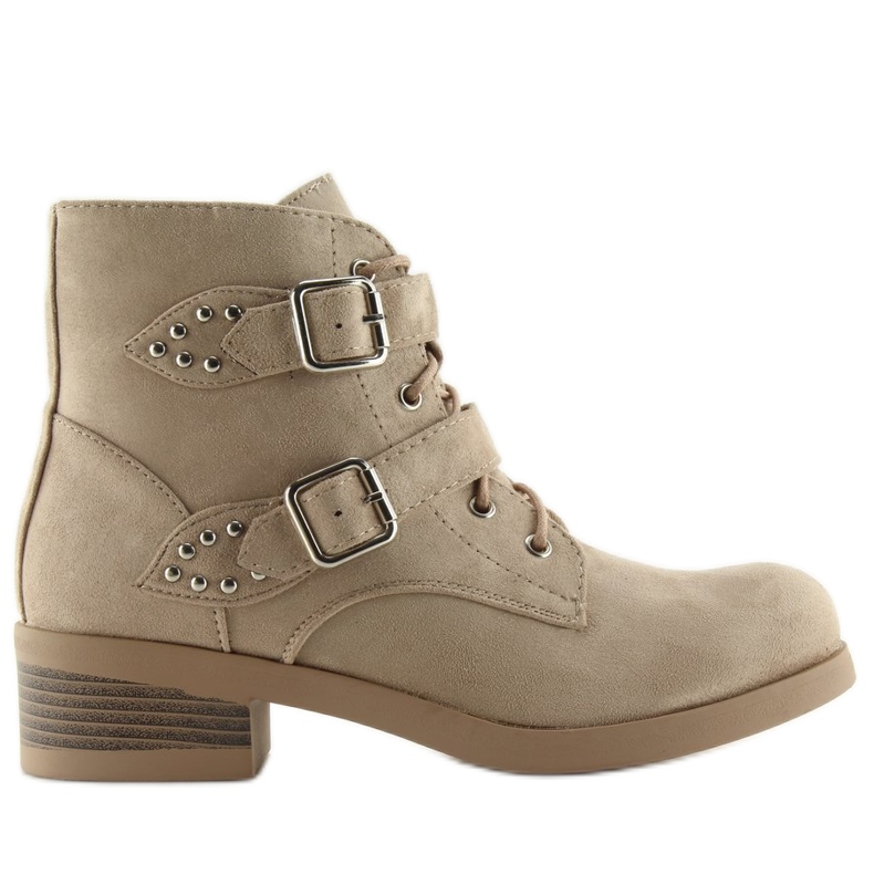 Bottines à lacets avec nœuds beige C-7101 Beige