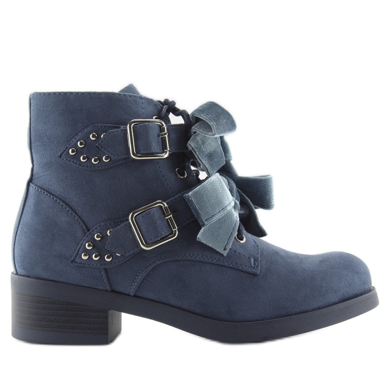 Bottines Lacets Avec Nœuds bleu marine C-7101 Denim