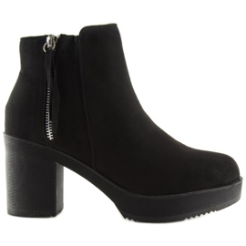 Bottes sur un talon stable noir YL96009 Noir