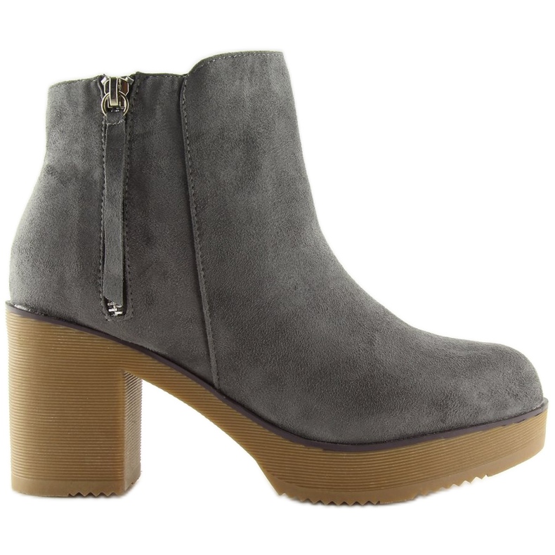 Gris Bottes sur un talon stable gris YL96009 Gris