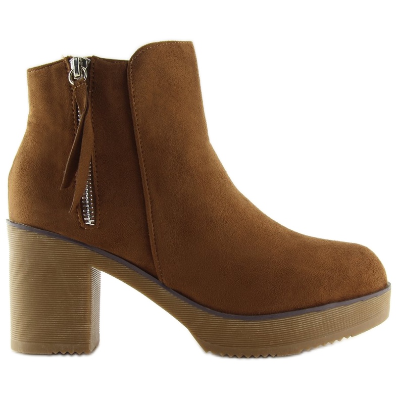 Boots à talon stable camel YL96009 Camel brun