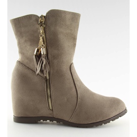 Bottines beiges compensées AB02-36 Kaki