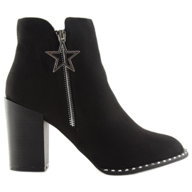 Bottes sur un talon stable noir 8576-2 Noir