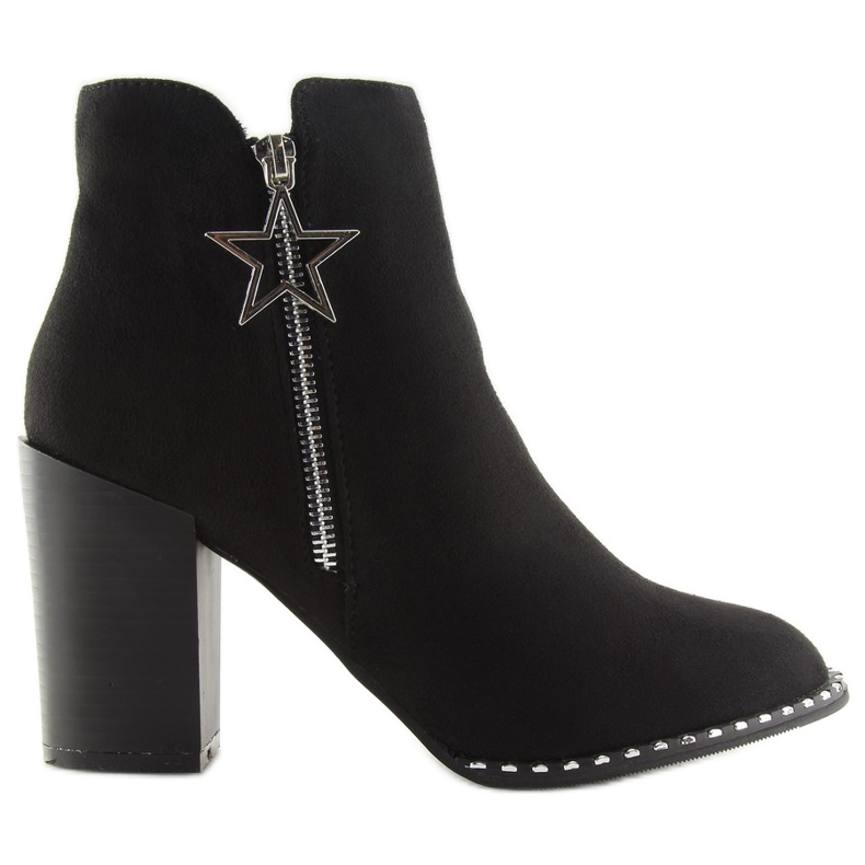 Bottes sur un talon stable noir 8576-2 Noir