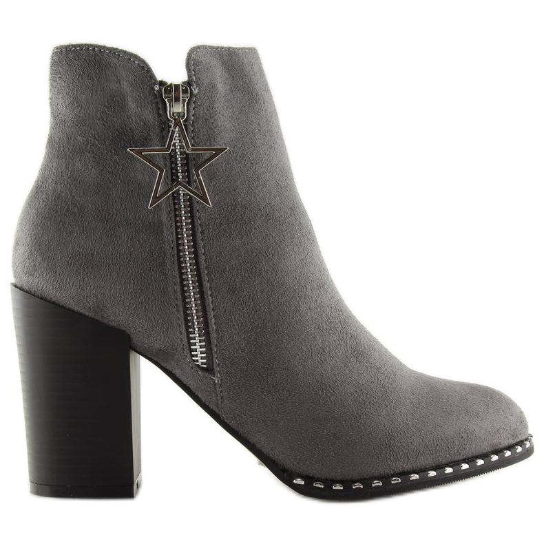 Bottes sur un talon stable gris 8576-2 Gris