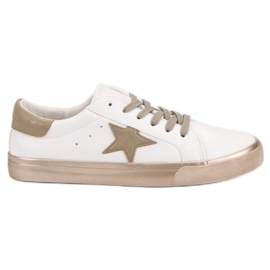 Baskets basses élégantes blanc jaune