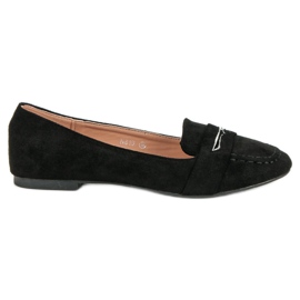 Small Swan Mocassins en daim à paillettes le noir