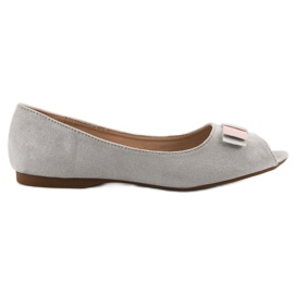 Vinceza Ballerines à bout ouvert gris