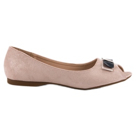 Vinceza Ballerines à bout ouvert rose