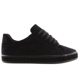 Noir BS098 Baskets noires avec pierres