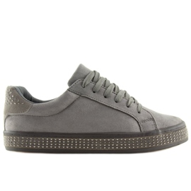 Gris BS098 Baskets grises avec pierres