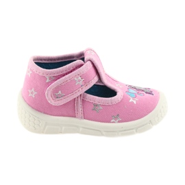 Chaussures enfants Befado 531P009 pantoufles gris rose