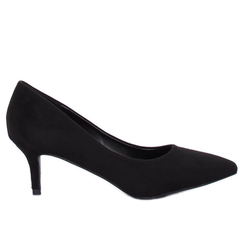 Escarpins sur un talon bas noir P-6377 Noir le noir