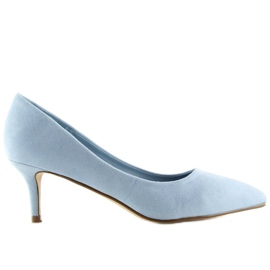 Escarpins sur un petit talon bleu P-6377 Bleu