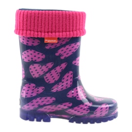 Demar bottes de pluie pour enfants chaussettes chaudes coeurs rose bleu marine