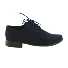 Chaussures basses pour enfants Miko, chaussures de première communion en daim bleu marin