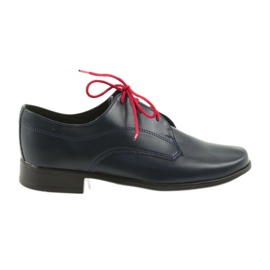 Miko Chaussures garçons en cuir Navy bleu insert