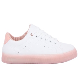 Sneakers sur semelle haute blanc et rose LA38P Rose