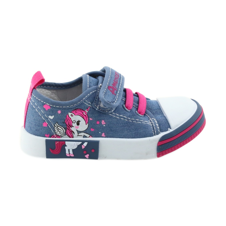 Sneakers pour enfants American Club bleu avec velcro 28/19 rose