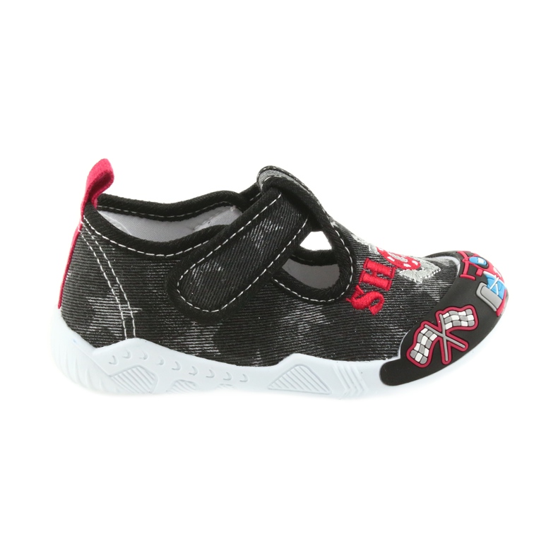 Baskets enfant American Club noires avec velcro 26/19 le noir gris rouge