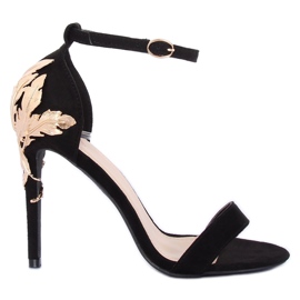 Sandales noires sur un talon haut noir 708-18 Noir