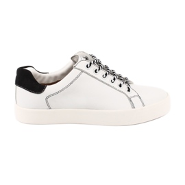 Caprice Sneakers en cuir blanc / bleu marine pour femmes à égalité 23203