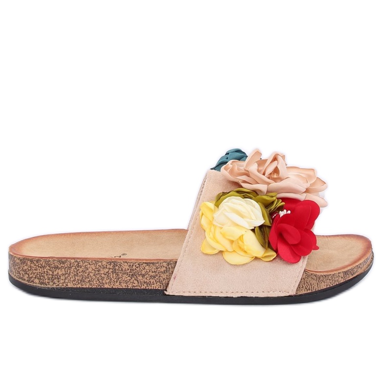 Chaussons femme beiges P-848 Beige multicolore rose Chaussons femme beiges P-848 Beige multicolore rose