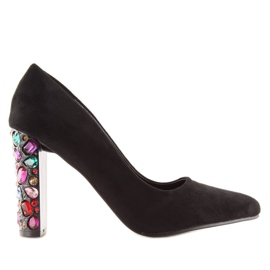 Escarpins à talons décorés noir YQ204P Noir le noir